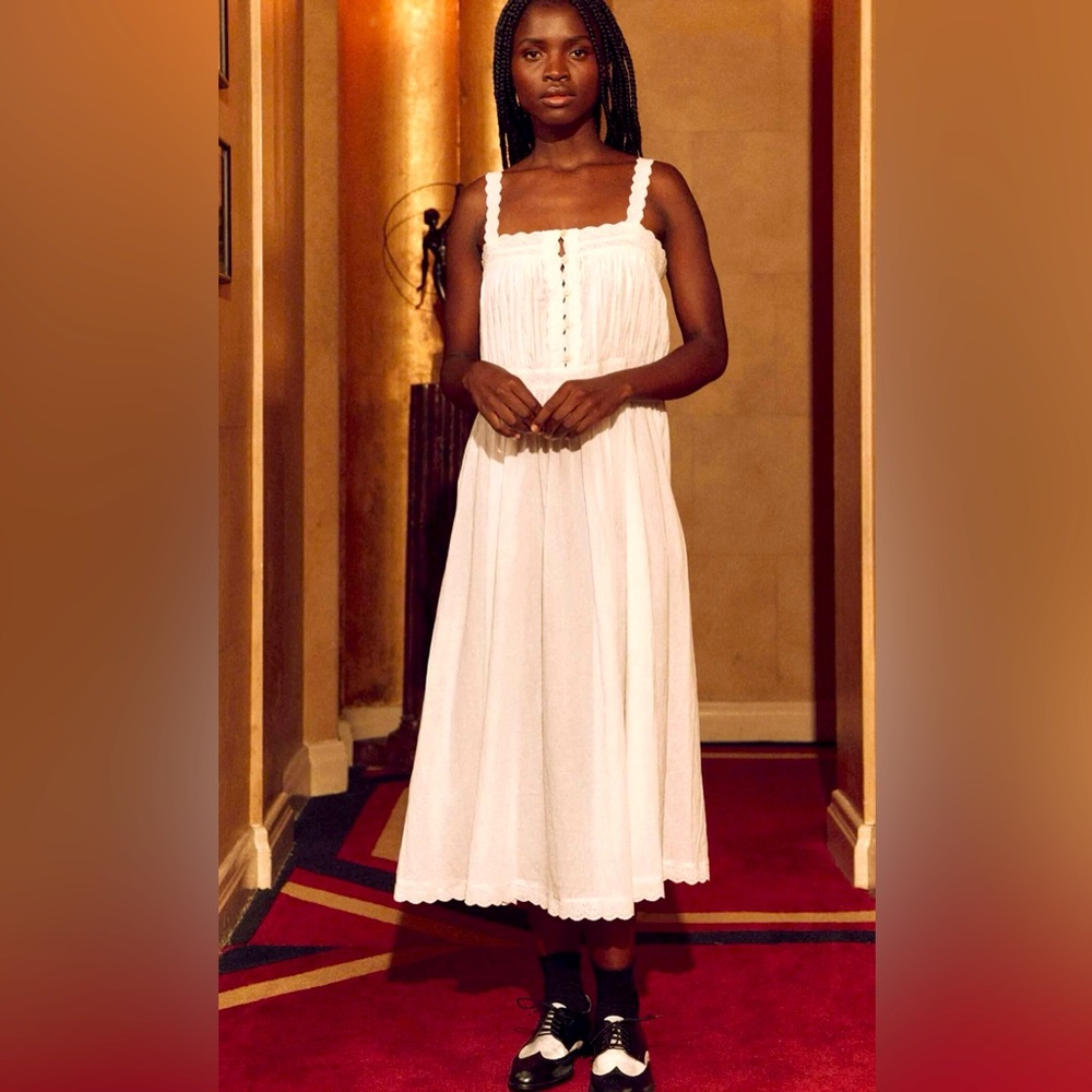 THE GREAT. White Sleeveless Dress